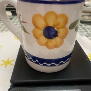 Charming Ceramic Mug with Blue and Yellow Floral Design